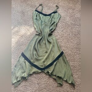 Elegant Green Dress with Black Trim